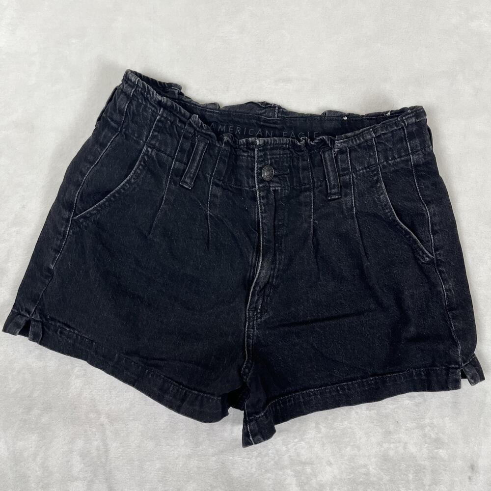 American Eagle Shorts Womens 6 Black Mom Short Pleated Denim Casual Summer